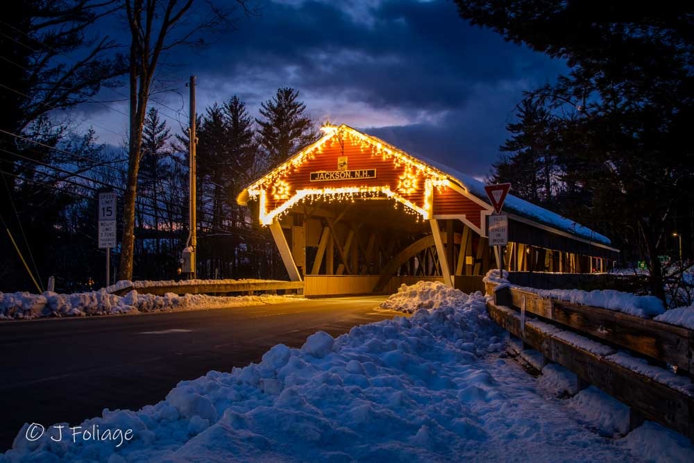 Jackson covered bridge at Christmas