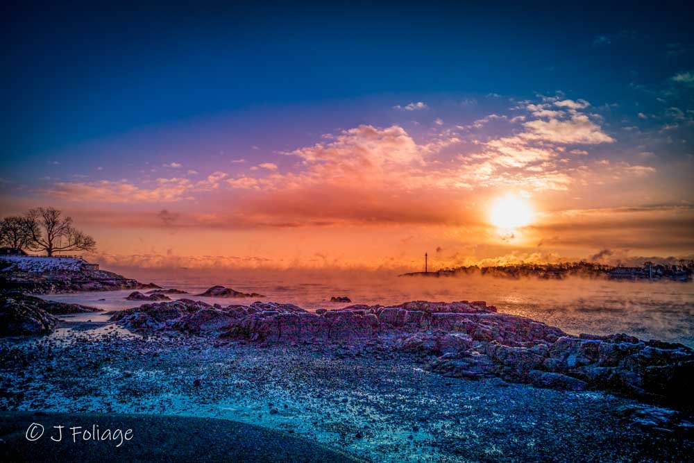 Marblehead lighthouse seen from the opposite side of the harbor