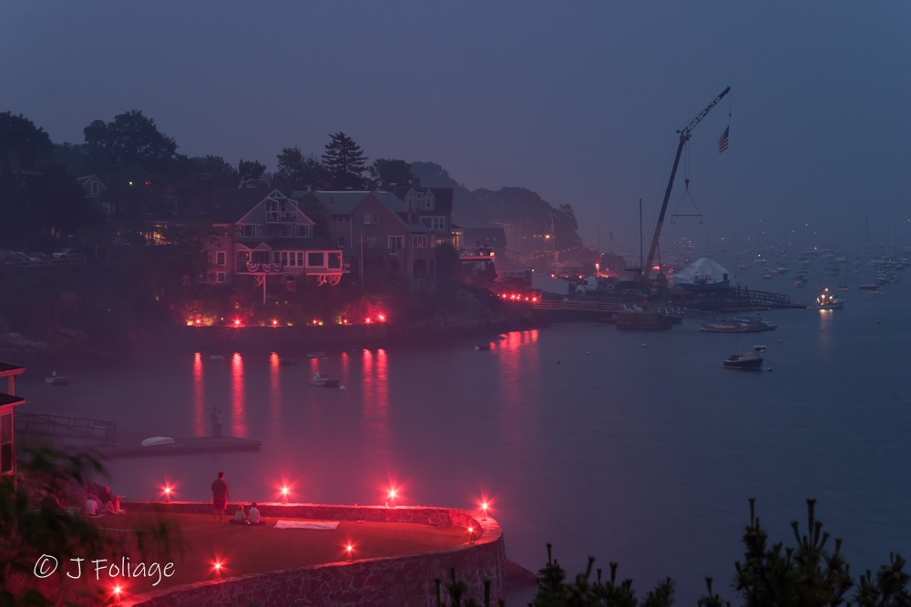 The harbor illumination as seen through the fog