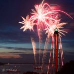 a 3 burst salvo of Marblehead Fireworks