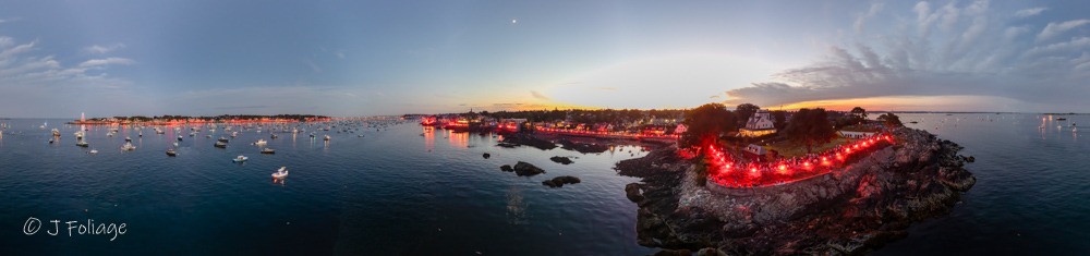 Drone view of the harbor illumination in Marblehead Harbor