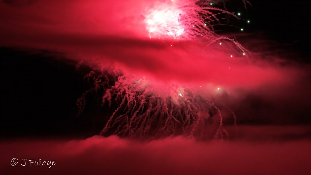Marblehead Fireworks explode over a thick Blanket of Fog-1