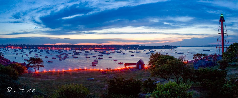 Marblehead lighthouse view of the harbor Illumination prior to the fireworks