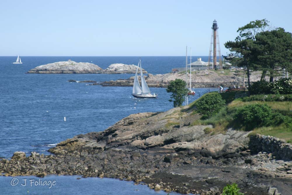 View of Marblehead Lighthouse from the Old Burial Hill Cemetery